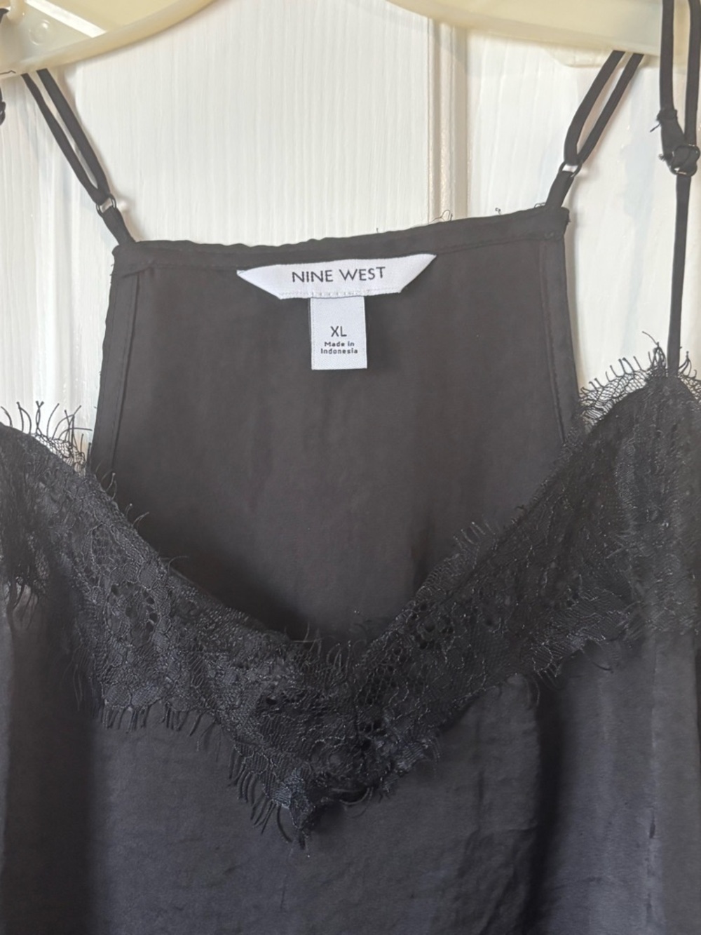 Nine West Black Satin Lace-Trim Cami - Picture 2 of 2
